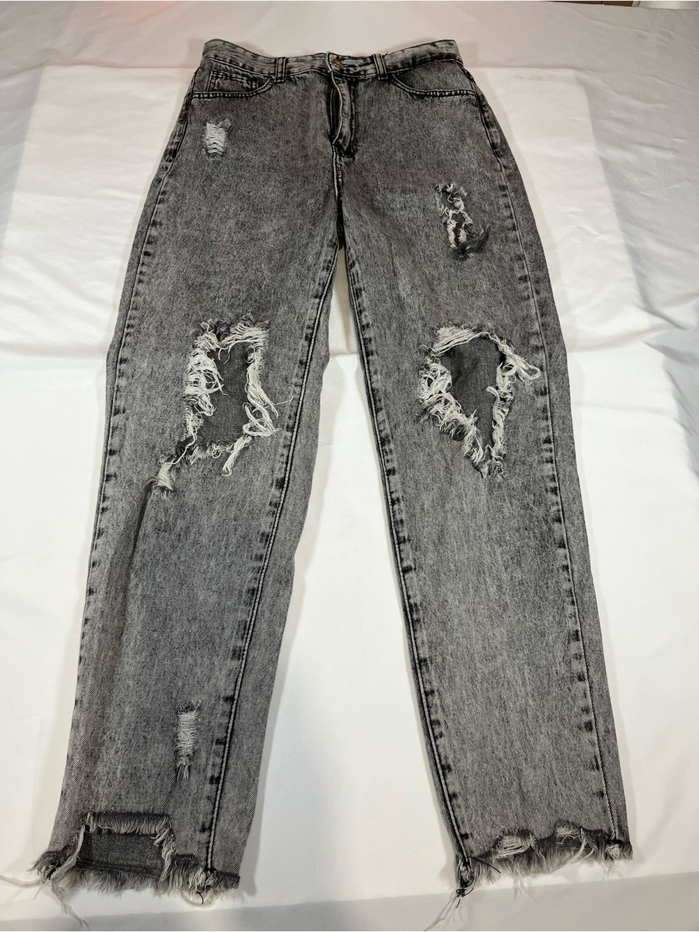 Distressed High-Waist Gray Women’s Jeans